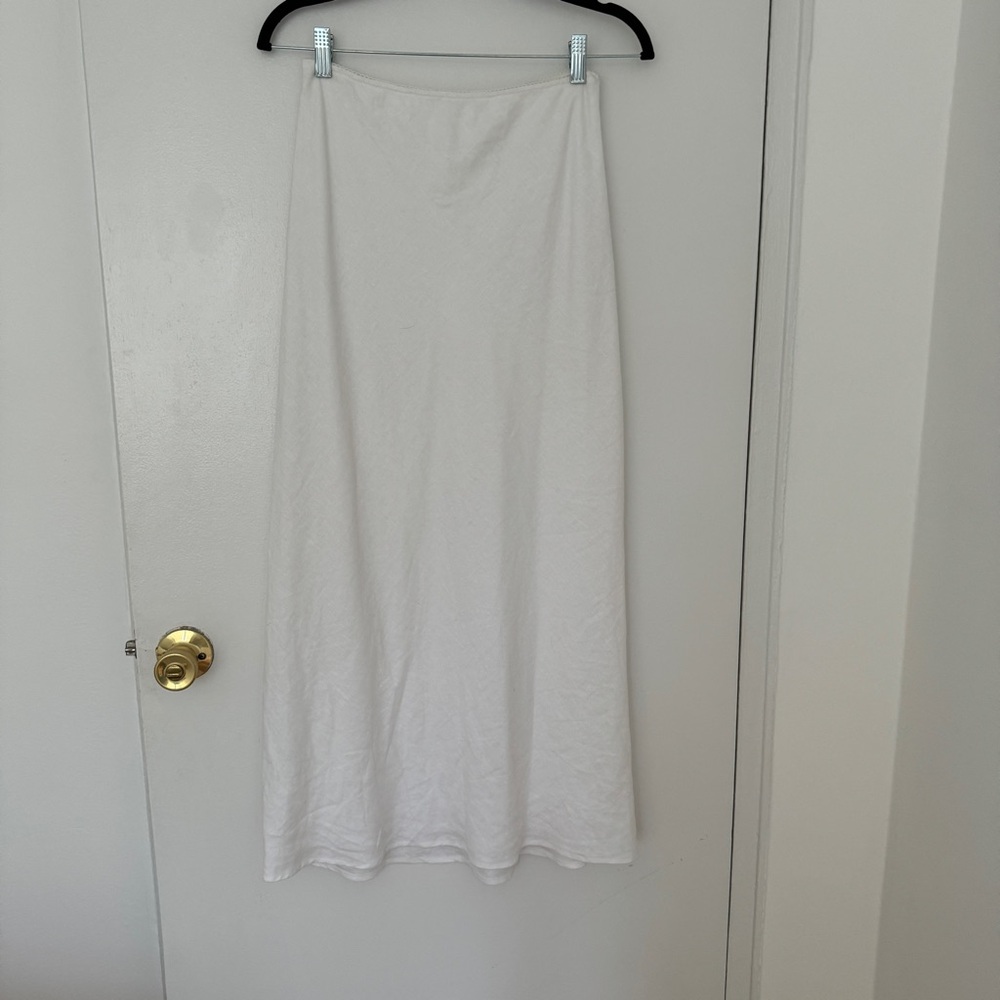 Reformation Layla White Linen Maxi Skirt